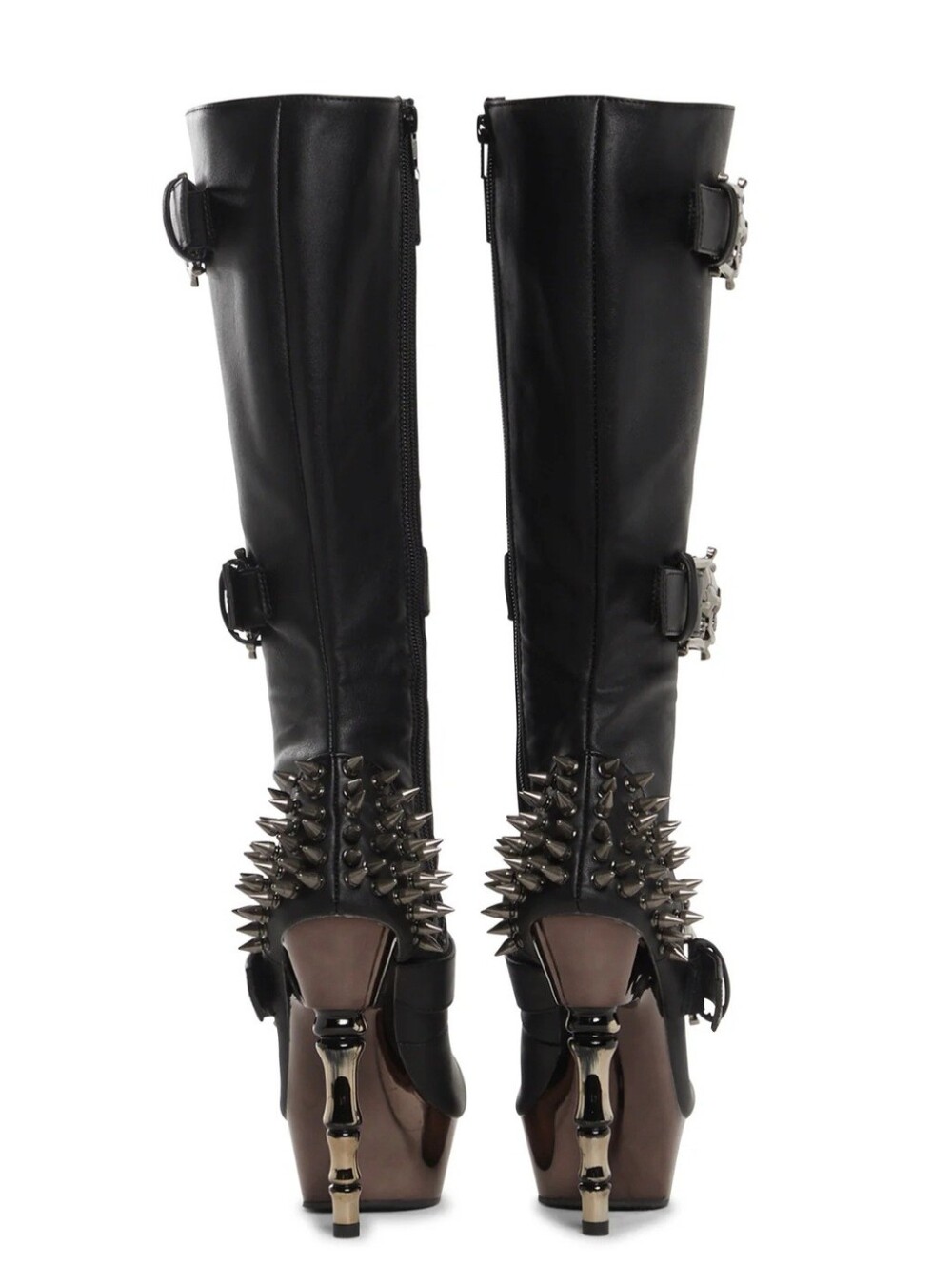 Demonia muerto 2028 chrome bone spiked heel skull buckle lace up boots 11 BNIB - Picture 15 of 17